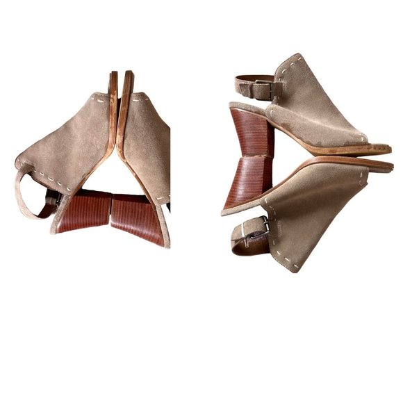 Frye Co Suede Donna Slingback Sandals Sz 9M Ash Suede Leather Heels Peep… - Picture 8 of 12